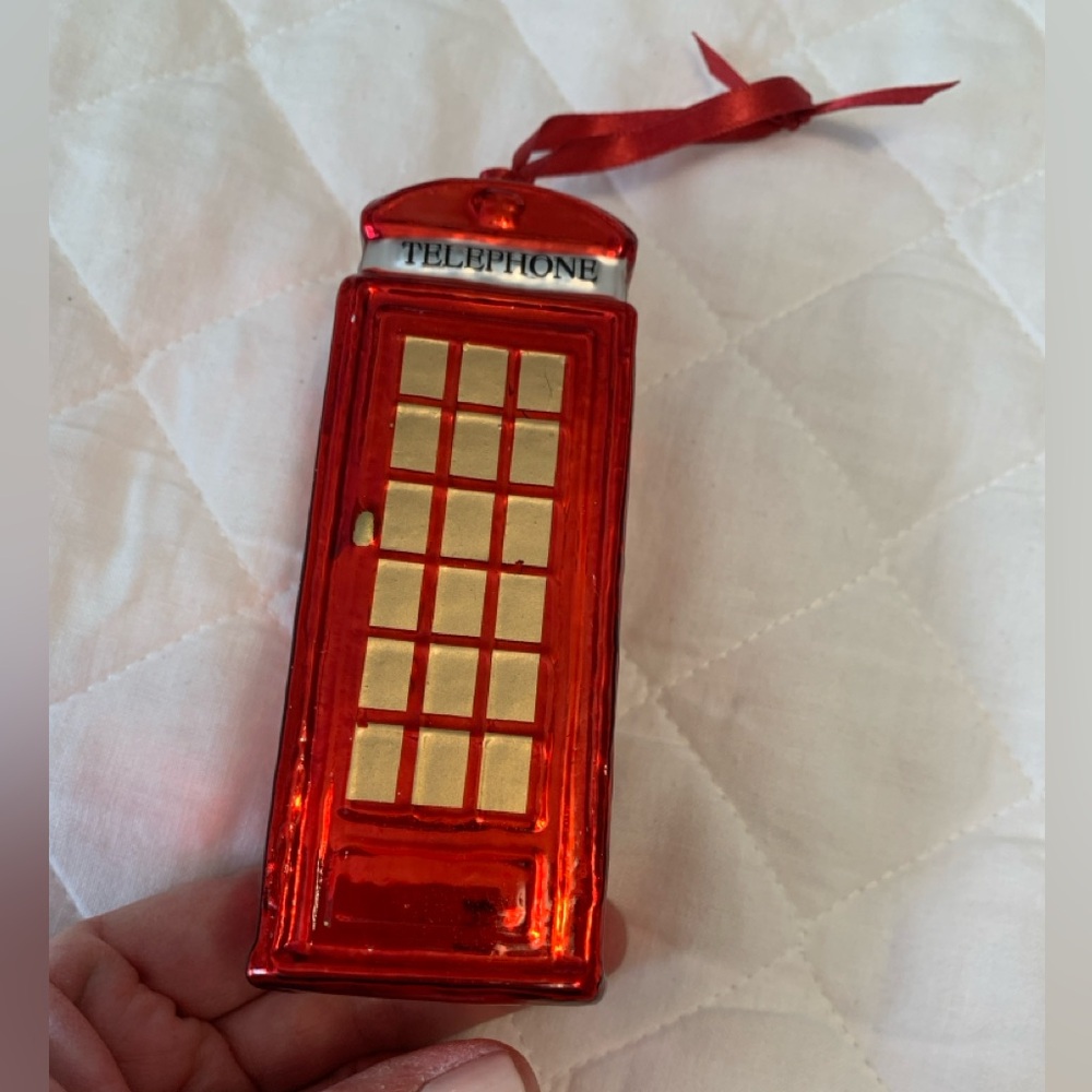 Old World Christmas London phone booth ornament.
